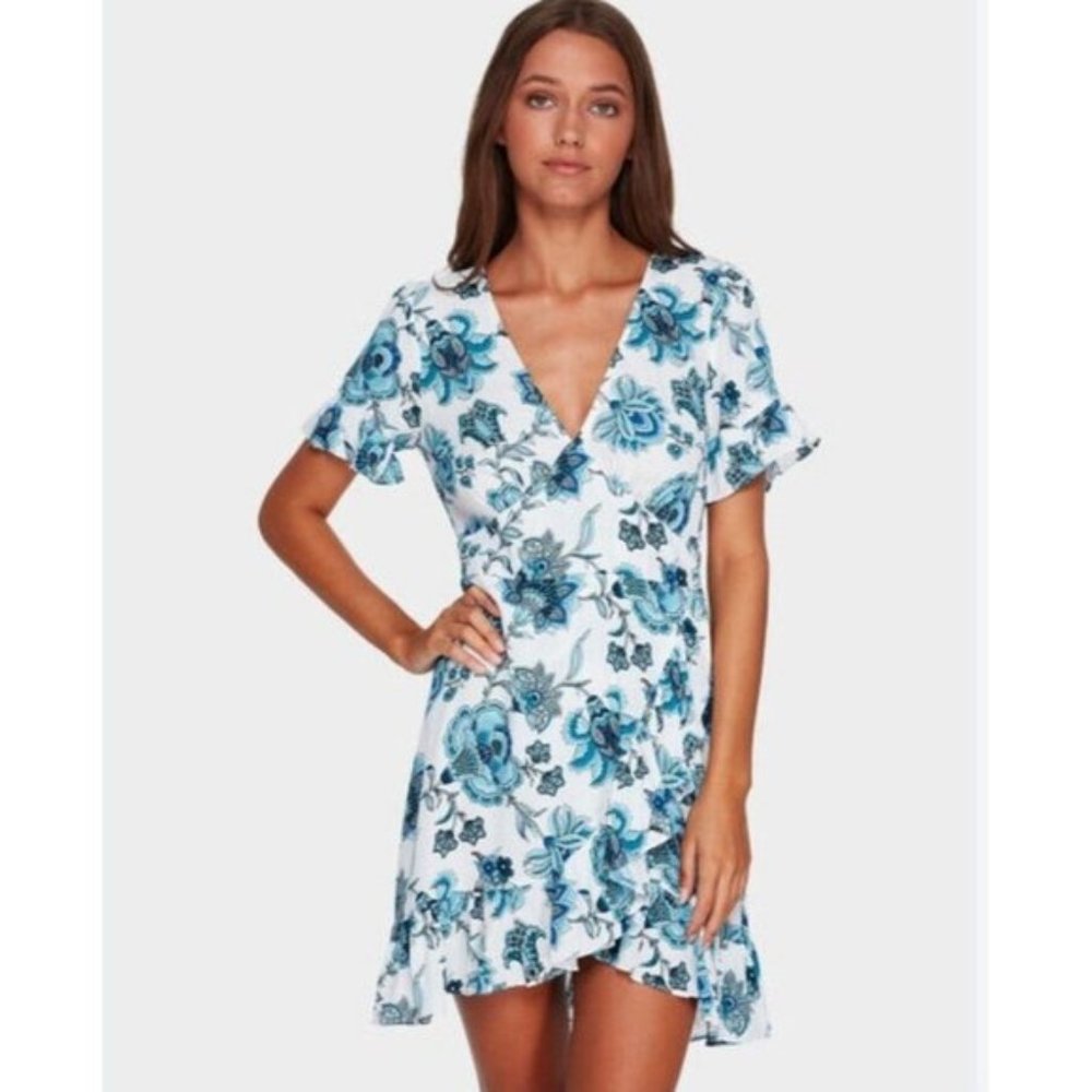 12 TIGERLILY Aliki dress Floral mini blue ruffle RRP $169 casual short sleeve